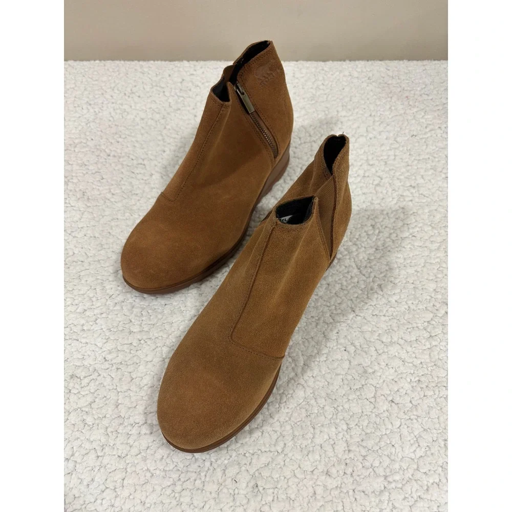 Sorel Womens 12 Brown Suede Wedge Ankle Bootie Everyday Comfort Casual Boho